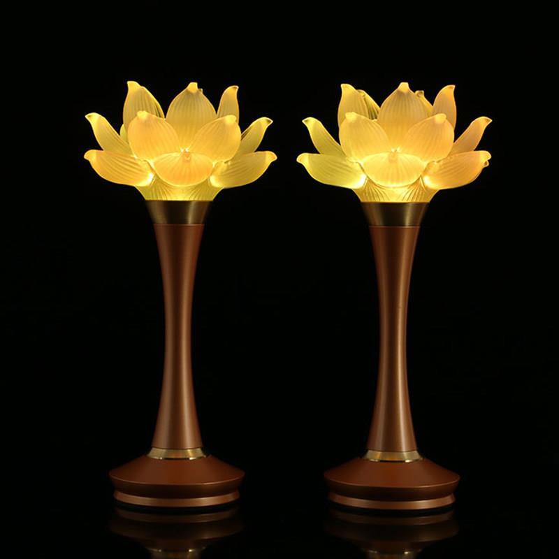 工廠直銷 【附發票】 免運 佛具 供燈 佛燈 蓮花燈 佛前供燈 佛具七彩琉璃蓮花燈供佛燈一對插電家用led長明燈純銅供佛6寸特惠/開立發票 全館八折 售後保障 s1217