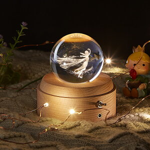 旋轉可發光水晶球音樂盒艾莎小仙女裝飾小夜燈兒童生日禮物送女生
