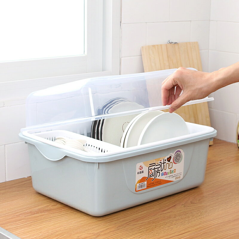 碗櫃塑料大號放碗架瀝水架廚房置物架碗碟籃餐具碗筷收納盒帶蓋