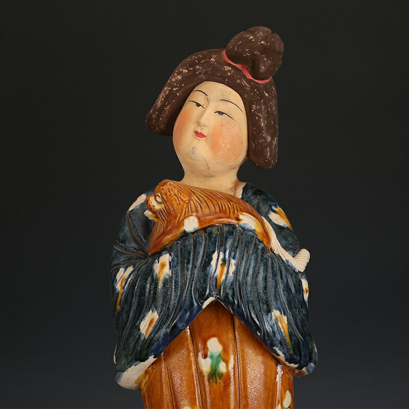 唐三彩侍女古董古玩收藏真品出土瓷器擺件老物件老貨陶瓷| 協貿