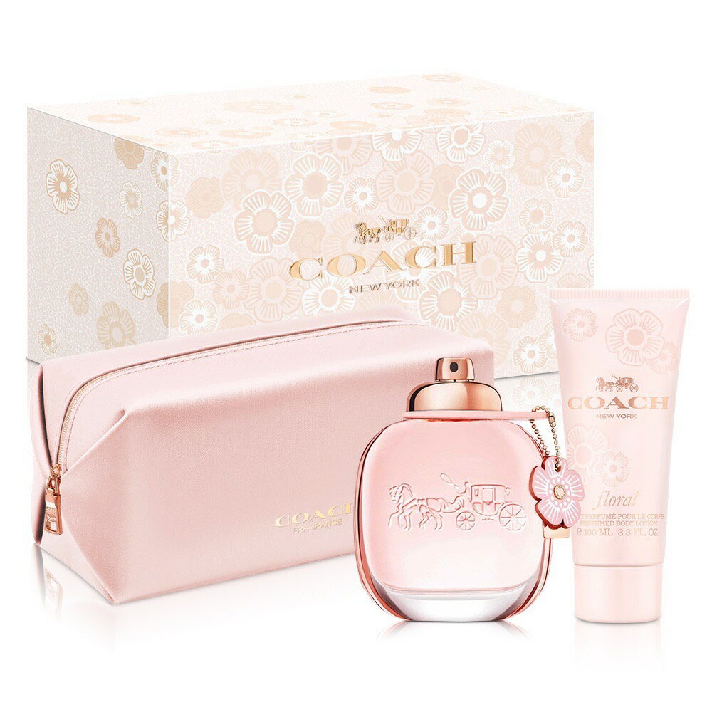 【名美香氛】COACH Floral 芙洛麗女性淡香精禮盒 -香精90ml+身體乳100ml+盥洗包