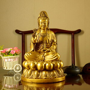 純銅觀音菩薩佛像擺件菩薩家用銅像南海自在觀世音菩薩