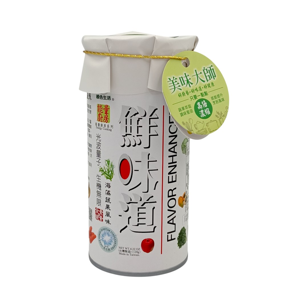 【綠色生活】蔬果味素(120g)－香味道(蔬果菇類風味)／鮮味道(海藻蔬果風味)兩罐贈原味醬油