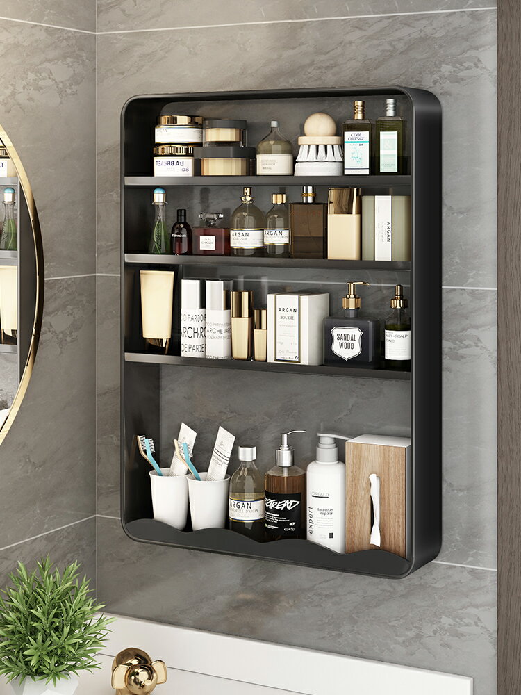 衛生間置物架墻上壁掛浴室化妝品洗漱臺壁龕多層收納柜架子免打孔