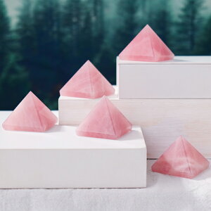 天然粉水晶金字塔通透彩虹桌面擺件七星陣家居辦公飾品工藝擺件