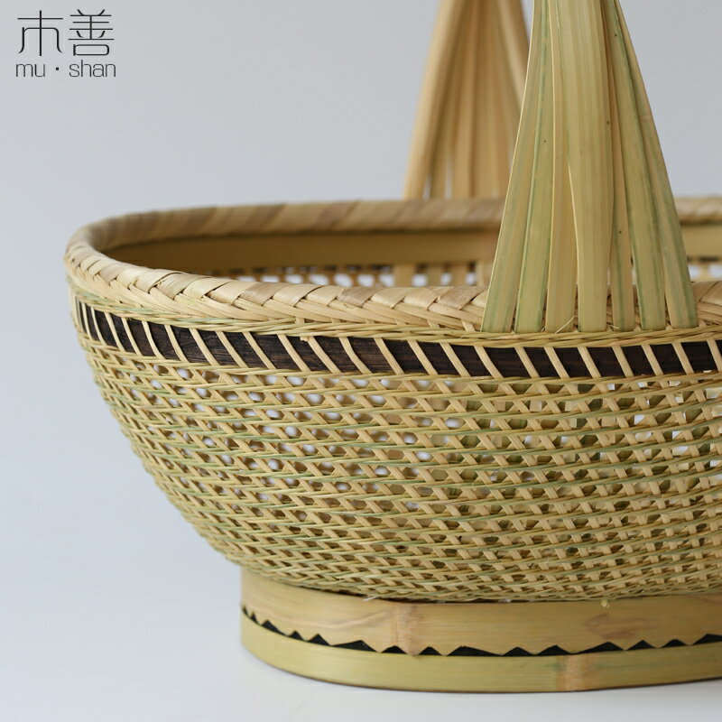 竹編提籃 菜籃精編收納籃子手工竹籃 鏤空帶網眼 純手工編織籃 | 協貿國際日用品生活8館 | 樂天市場Rakuten