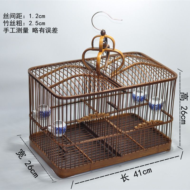 免運 鳥籠 可開發票 鸚鵡 竹制鳥籠 手工自制方籠雙格抱籠黃豆鳥籠貝子黃雀 靛頦竹籠蠟嘴籠