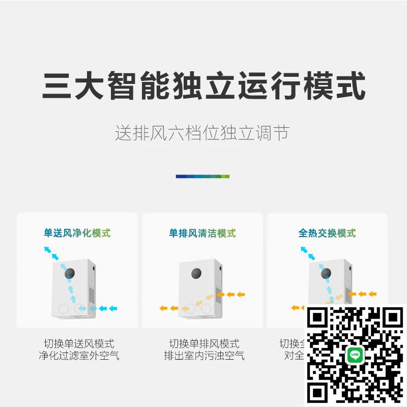 壁掛式新風機智慧全熱交換器雙向流全屋空氣凈化新風系統除霾