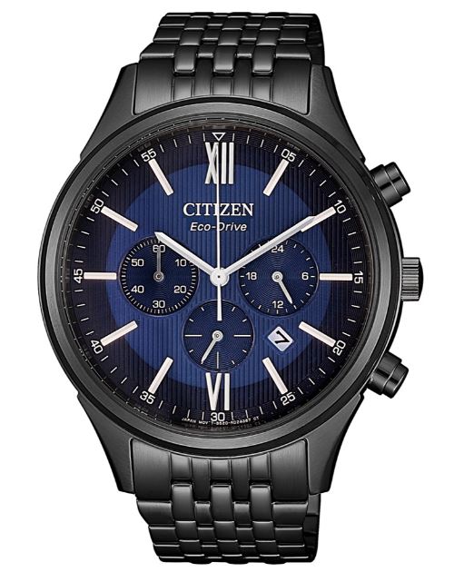 CITIZEN星辰CA4415-81L 光動能光軌三眼計時腕錶/藍黑 42mm