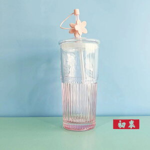 海外星巴克杯子2023粉色漸變女神立體紋款冷用玻璃吸管大容量桌面喝水杯550ml