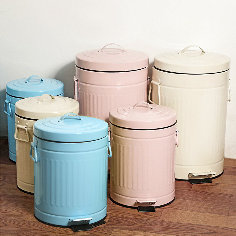 腳踏垃圾桶 靜音緩降垃圾桶 創意歐式四款彩色加厚垃圾桶 家用腳踏美式復古廚房衛生間客廳郵筒