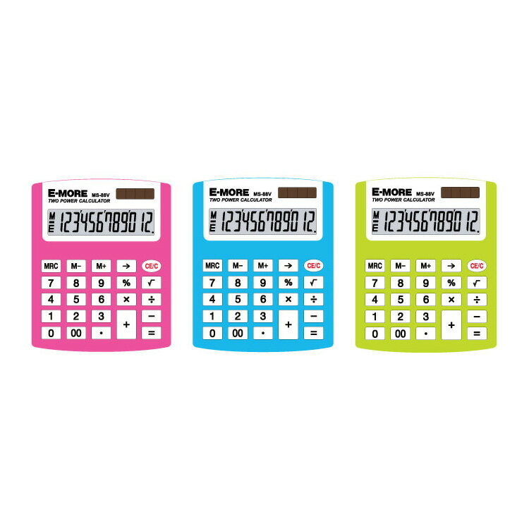 E-MORE 彩色繽紛商用 計算機 12位數 顏色隨機出貨 125x101x32mm /臺 MS-88V
