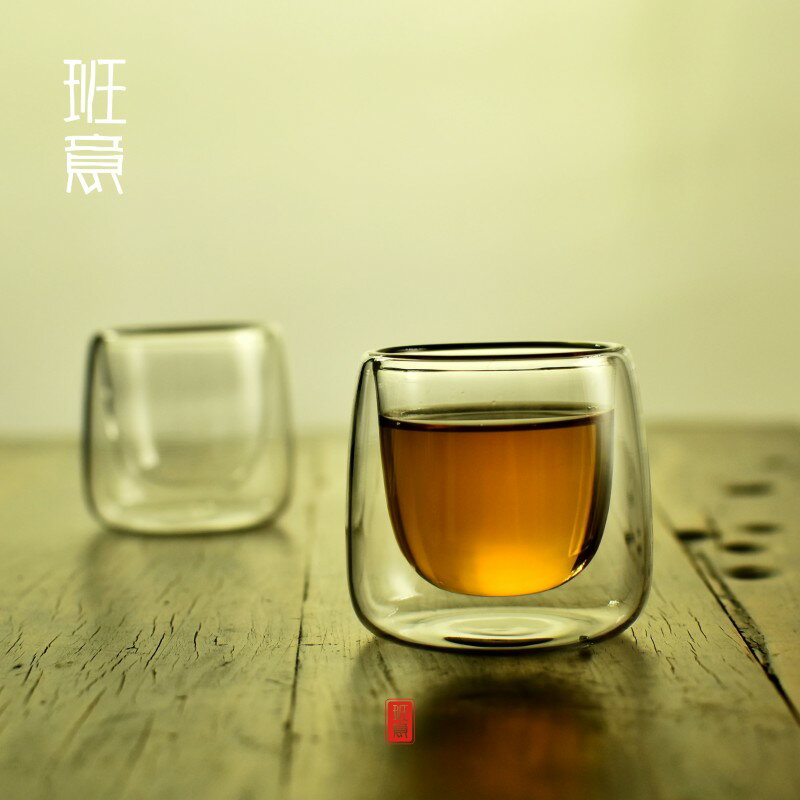 功夫茶具加厚花茶杯 雙層防燙耐高溫玻璃 隔熱真空小茶杯杯子1入