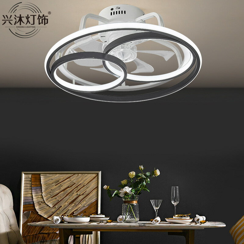 臺灣現貨風扇燈北歐臥室餐廳燈帶電風扇吊燈LED吸頂燈簡約復古現貨 雙11全館免運