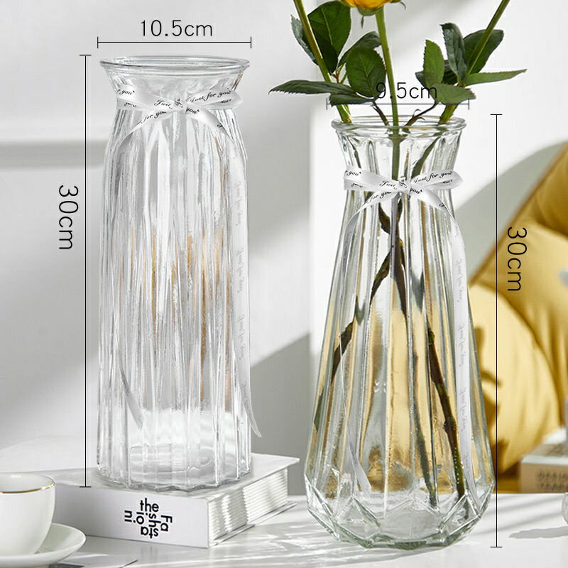 【優選百貨】玻璃歐式花瓶ins風高顏值透明水養富貴竹百合客廳插花高瓶擺件
