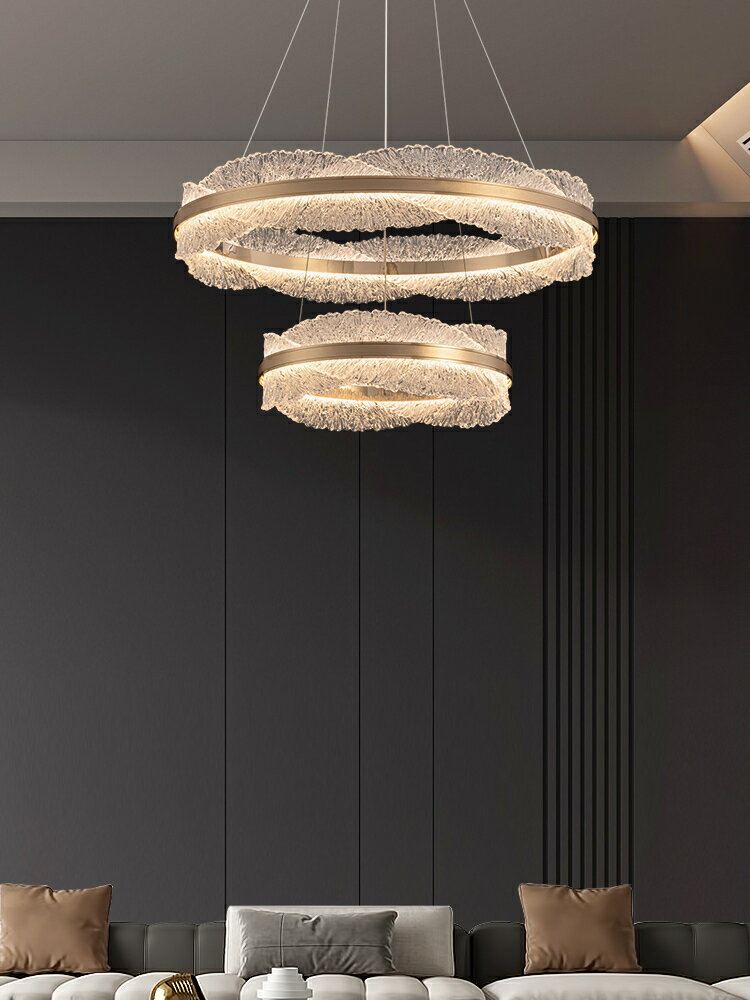 客廳吊燈意式輕奢圓環led大廳主燈設計師樣板房臥室餐廳燈具新款
