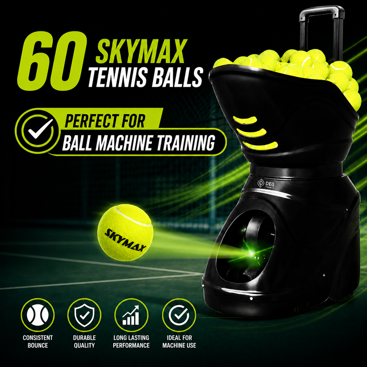 SKYMAX 網球Trainer 無壓網球練習球 60顆/袋 3