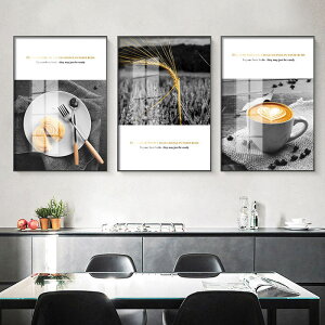 餐廳裝飾畫現代簡約黑白攝影北歐輕奢掛畫廚房小麥咖啡廳客廳壁畫