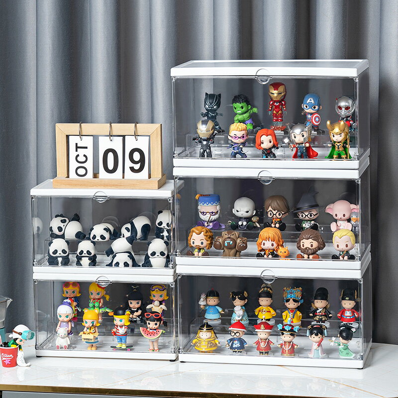 手辦收納盒透明展示盒泡泡瑪特盲盒展示架仿亞克力收納盒動漫模型