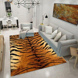 全新 動物皮毛牛皮豹紋客廳臥室地毯歐式現代仿虎皮鹿皮茶幾裝飾地墊高品質居家地毯地墊
