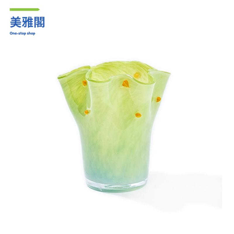 工廠直銷 花瓶 花瓶擺件 白菜造型玻璃花瓶花盆創意中古高級感插花器軟裝擺件大花瓶花盆 八折減免lyey