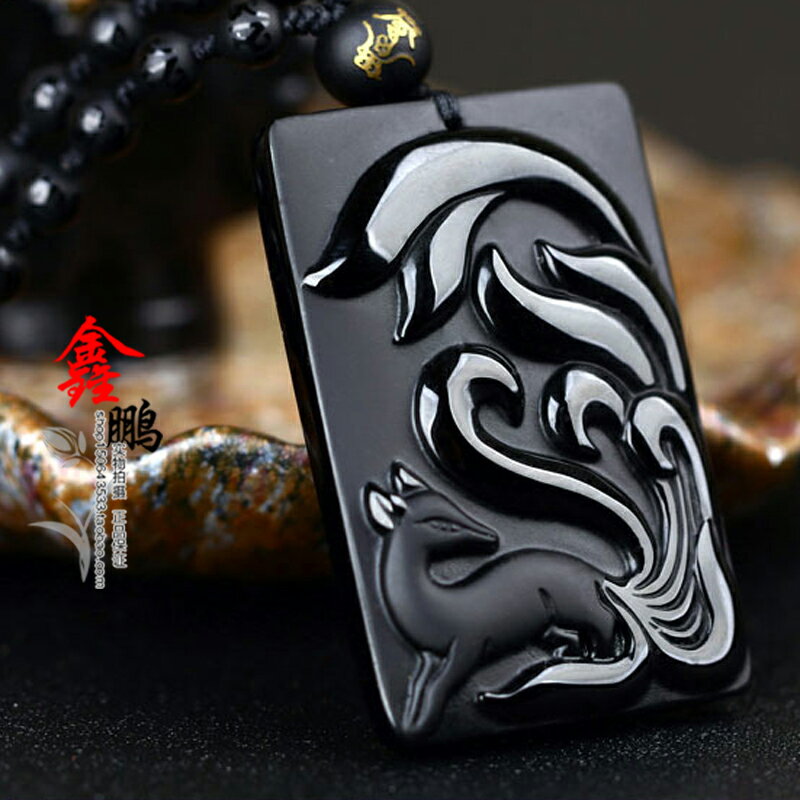 黑曜石增合奇緣九尾狐貍 催緣增緣黑狐佳緣靈狐吊墜男女款 4