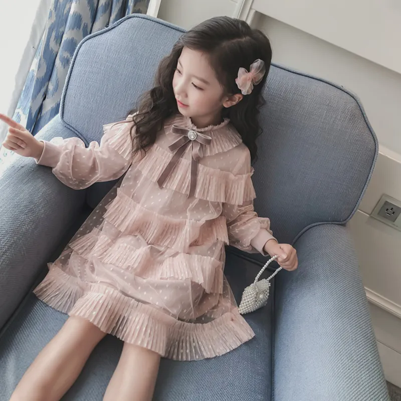 兒童洋裝 女童秋冬公主裙 女孩網紗裙 兒童長袖連身裙 小女孩洋氣蓬蓬紗裙 中小童洋裝裙子 女生連身裙【不二雜貨】