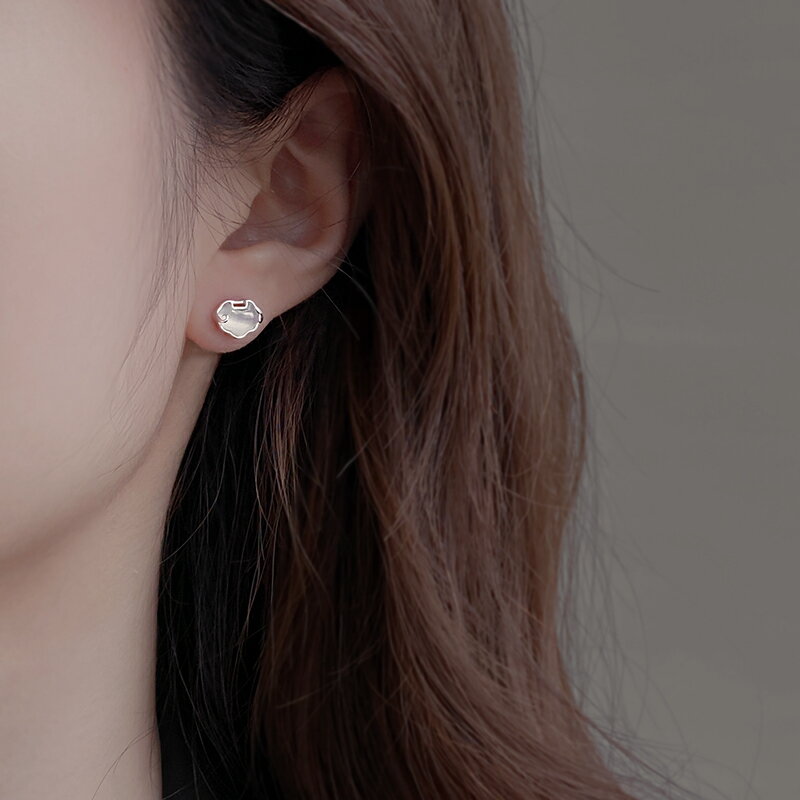 925純銀長命鎖耳釘女夏年新款潮小眾設計感輕奢耳環平安耳飾
