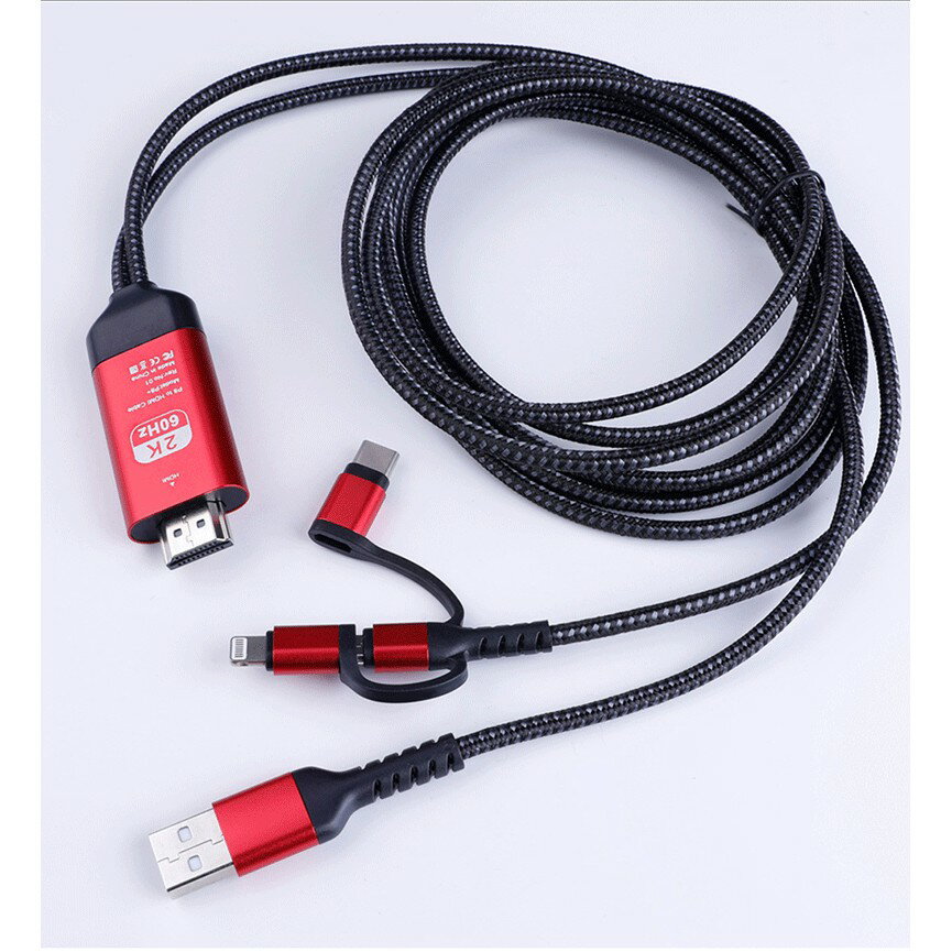 臺灣現貨：通用HDMI三合一高清2K手機同屏線 蘋果 安卓 type-c手機視頻線投影到電視 8