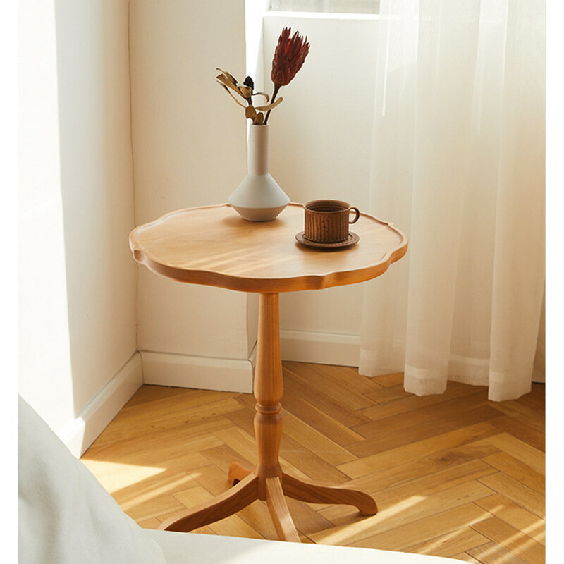【免運】 美雅閣| 茶几/邊桌 澄澈邊幾日式櫻桃木邊幾小戶型客廳沙發邊置物架圓形小桌子