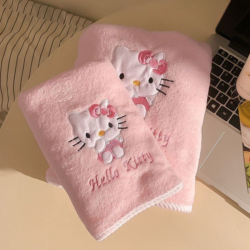 Hello Kitty浴巾洗臉毛巾成年人嬰兒乾髮帽家用洗澡浴帽吸水速乾