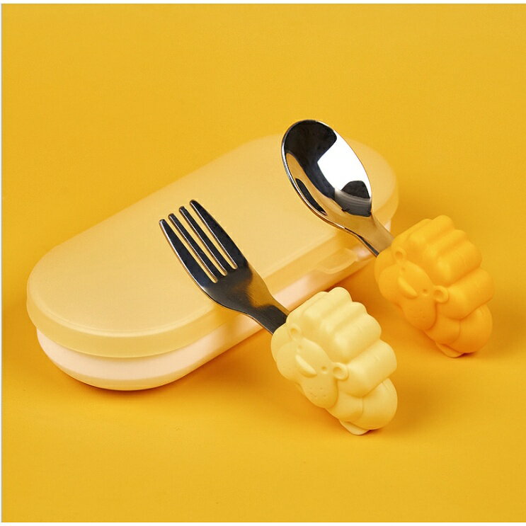 《台灣現貨》奶油獅316不鏽鋼學習湯叉組(送收納盒) 7