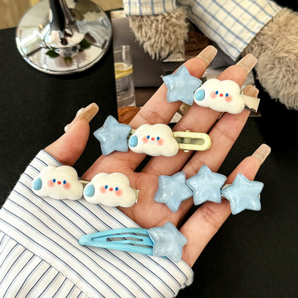 【台灣現貨】時尚配件 髮飾 髮夾 鯊魚夾 大嘴夾 邊夾  可愛雲朵星星髮夾多巴胺少女髮卡批擺攤賣 鴨嘴夾側邊夾y2k頭飾夾