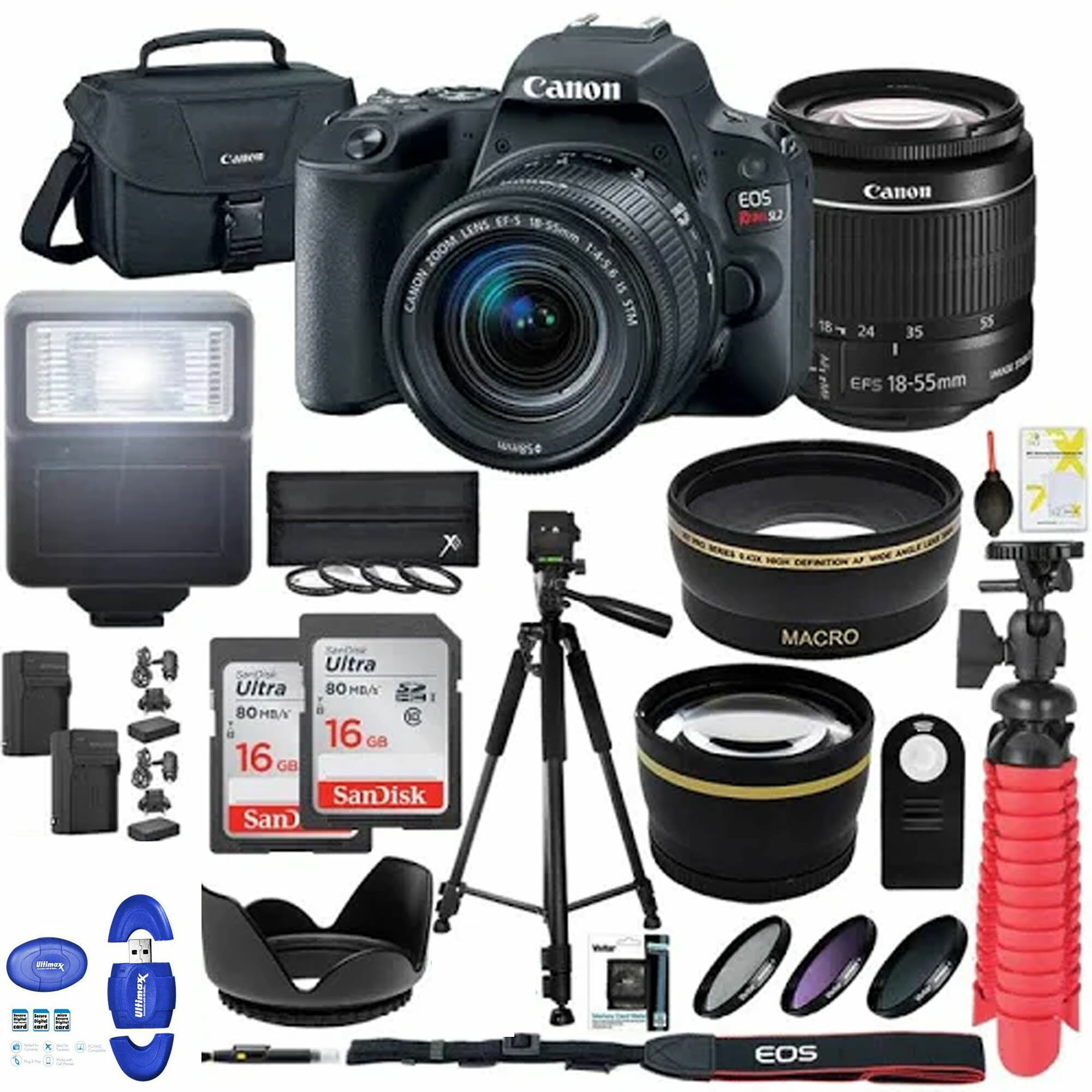 EAN 7441913060041 product image for Canon EOS Rebel SL2 DSLR w/ 18-55mm Lens 2X 16GB MCs Canon Case Deluxe Kit | upcitemdb.com