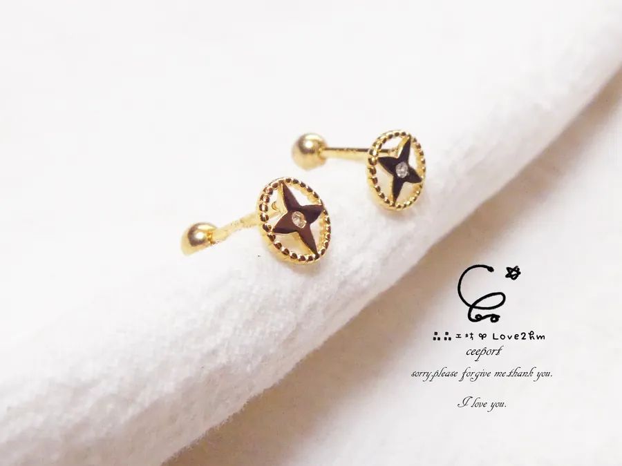 s925純銀鎖扣耳環十字花 鋯石 純銀耳環 925純銀 鍍黃金 晶晶工坊-love2hm 241303 6