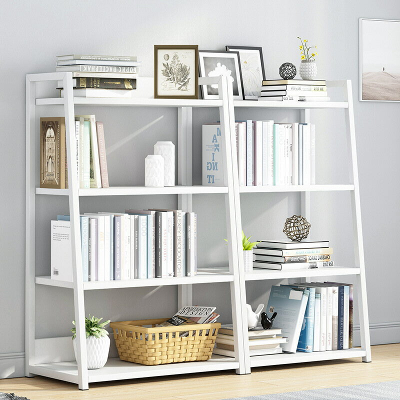 書架梯形置物架白色簡易層架客廳落地多層收納架小型ins風書柜