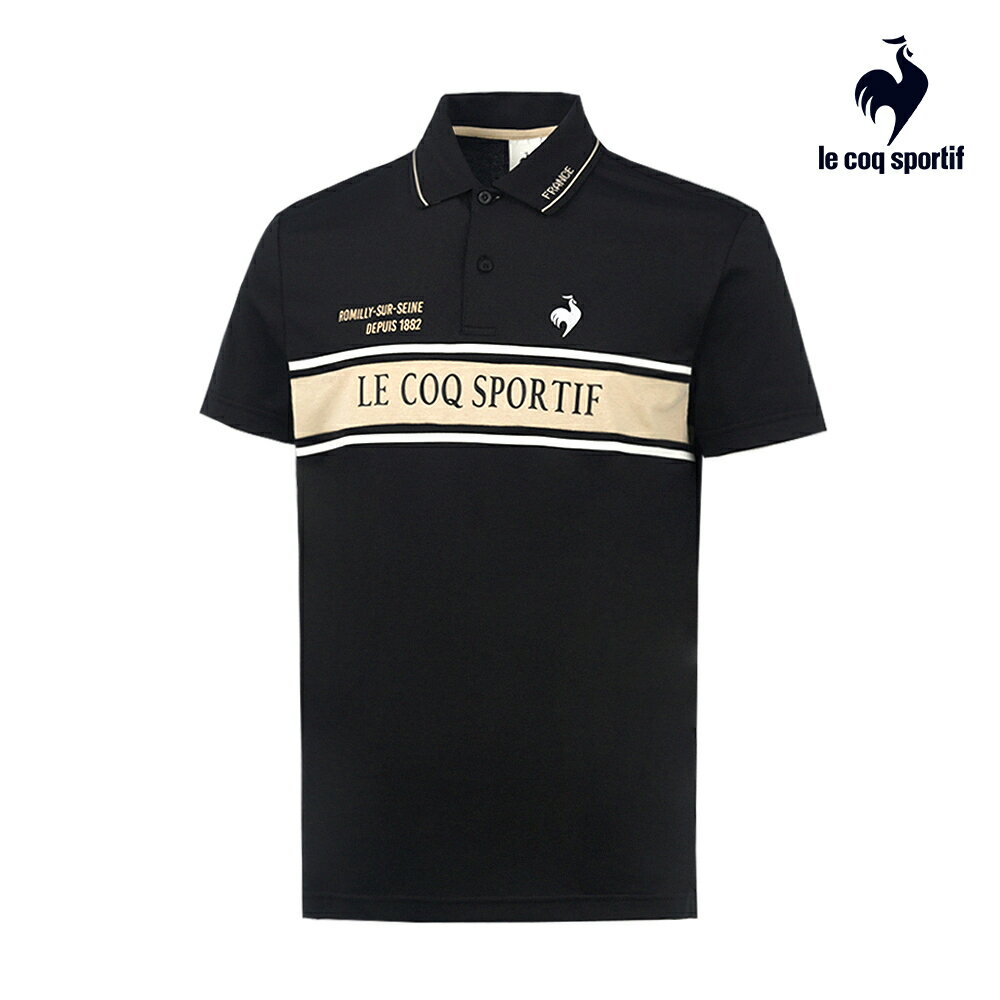 【LE COQ SPORTIF 法國公雞】男款黑色休閒潮流短袖POLO衫LWT21241