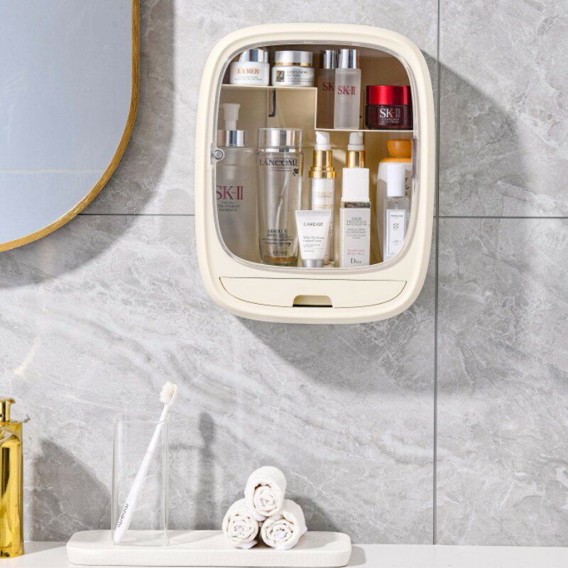 網紅化妝品收納盒壁掛式收納架墻上浴室衛生間免打孔護膚品置物架「雙11特惠」