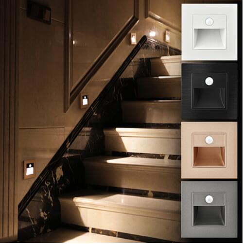 酒店86型嵌入式led小夜燈家用牆角燈走廊樓梯過道人體感應地腳燈 全館免運