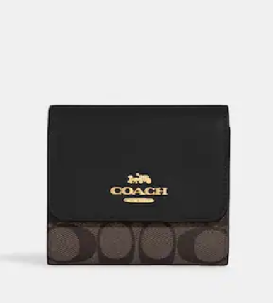 COACH 手拿包 Small Trifold Wallet In Blocked Signature Canvas