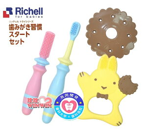 Richell 日本利其爾TLI輔助型刷套組3M~8M適用，含3M、6M、8M三支乳牙刷，護喉環防止深入喉嚨420115
