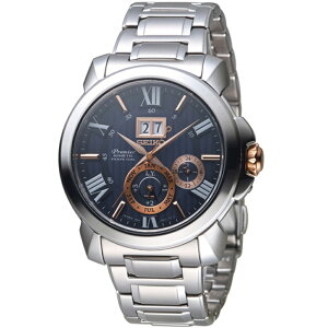 SEIKO 精工錶 Premier 人動電能萬年曆腕錶 7D56-0AE0A(SNP153J1)-42mm-黑面鋼帶【刷卡回饋 分期0利率】