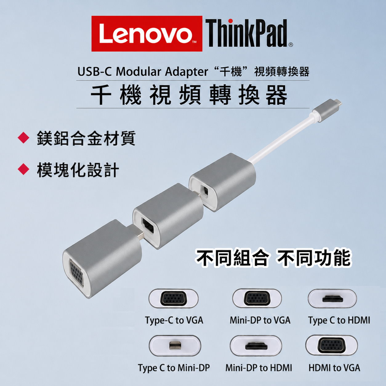 LENOVO 聯想 影片轉換器 BP-3252 USB-C 轉HDMI TYPE-C to Mini-DP to VGA to D-Sub to HDMI