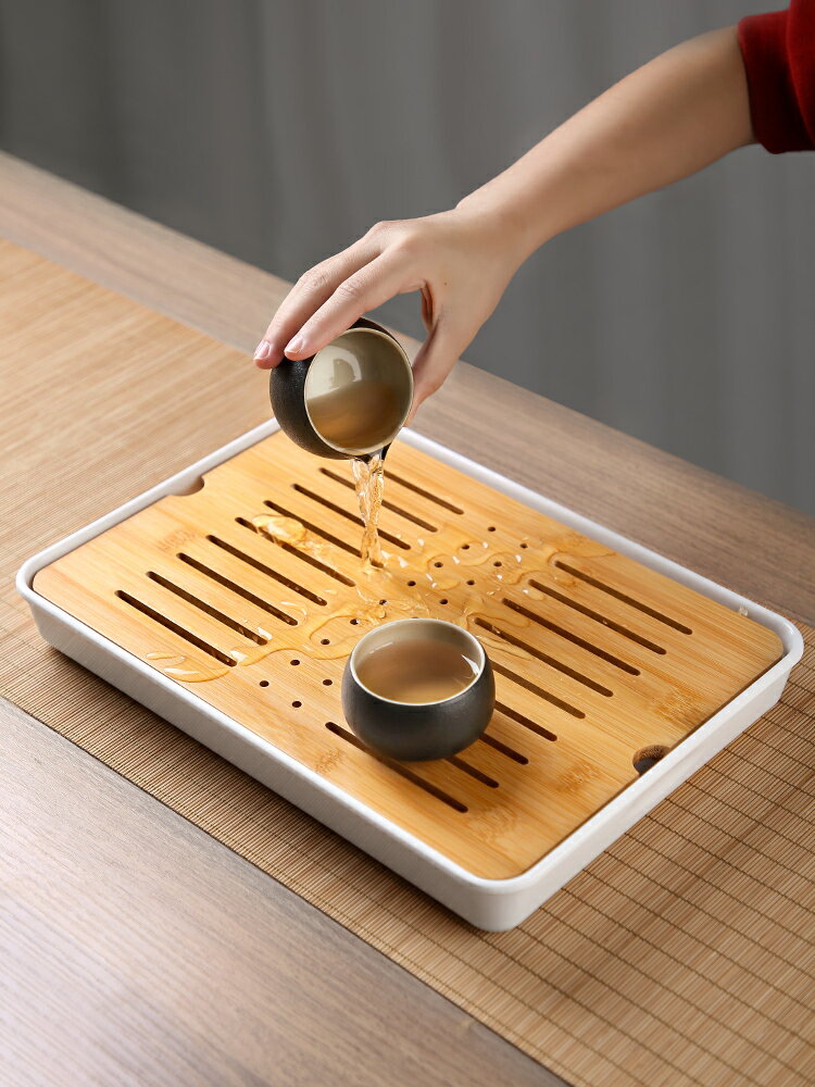 茶盤家用功夫茶具托盤竹茶臺茶座海現代簡約套裝瀝水盤小型多功能