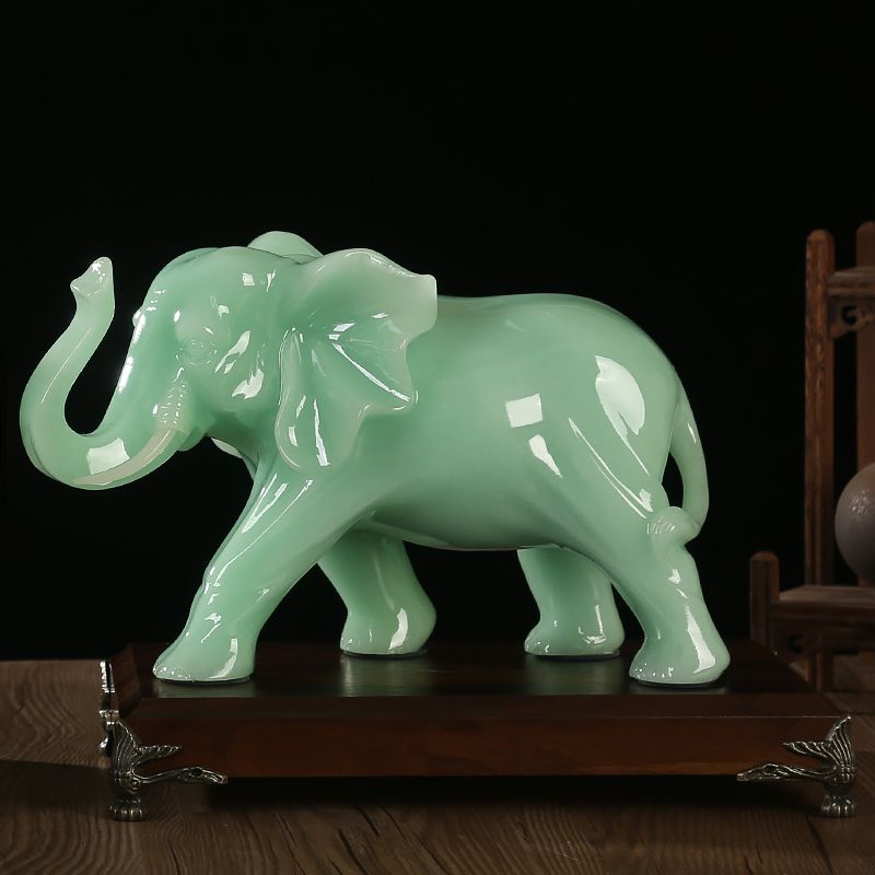 玉石大象擺件一對招財風水象鎮宅客廳電視柜玄關家居裝飾工藝禮品