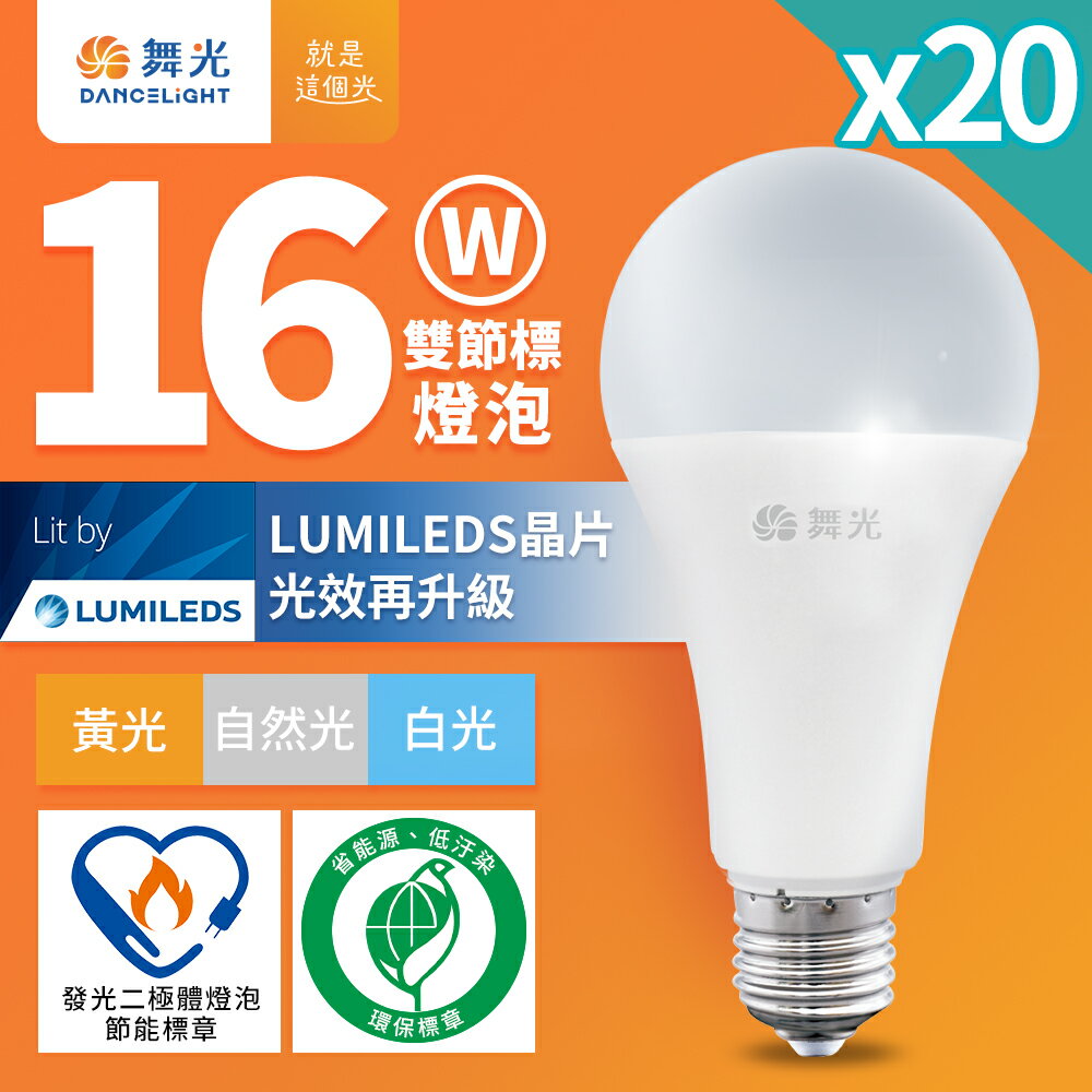 【DanceLight 舞光】20入組 16W LED節標燈泡 環標燈泡 2年保固(LED-E2716D-EG/LED-E2716W-EG/LED-E2716N-EG)【領券滿額再折千9/30止】