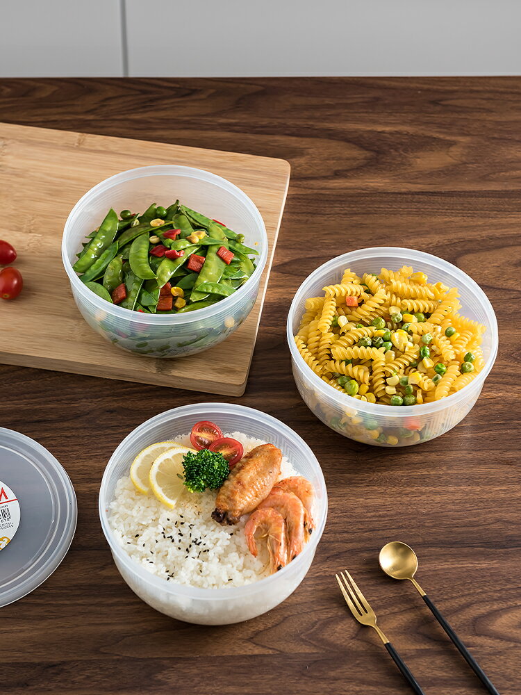 【日本NAKAYA】日本製圓形透明收納/食物保鮮盒1300ML 3