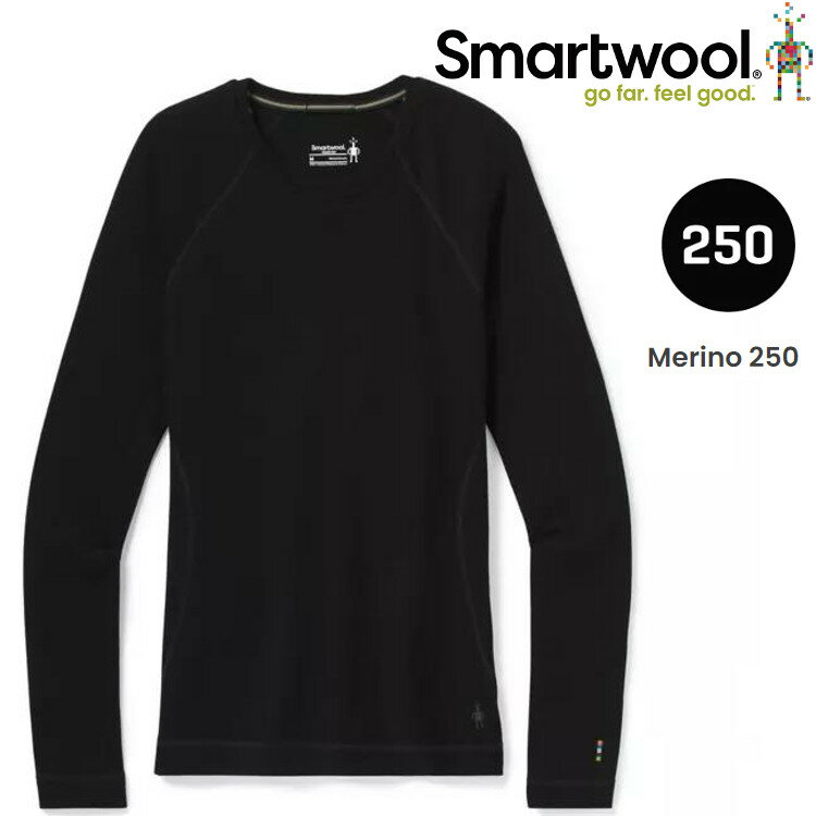 Smartwool Merino 250 女款美麗諾羊毛排汗衣/圓領長袖NTS250 SW016370 001 黑