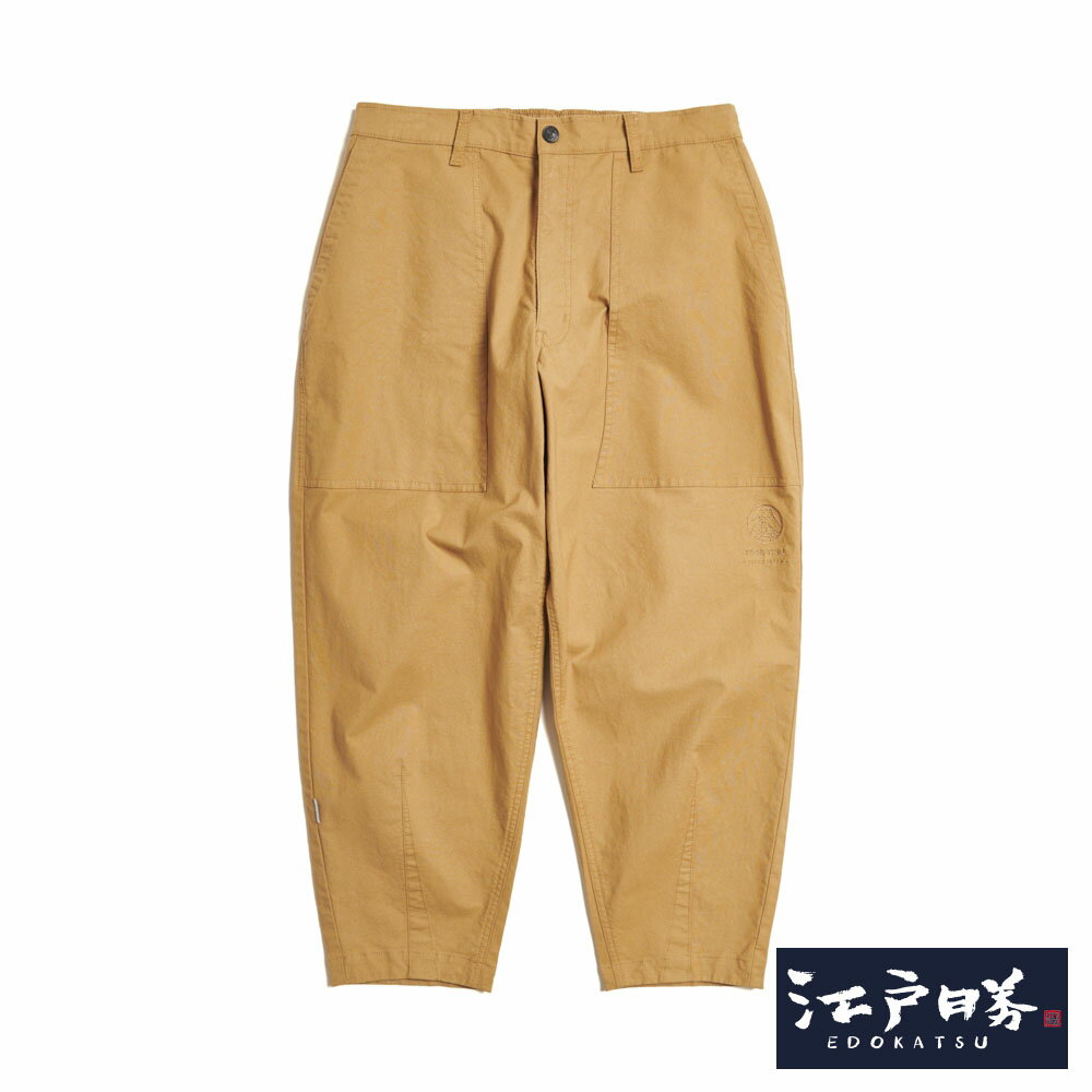EDOKATSU江戶勝 男款 括型繡花休閒錐形褲 (灰卡其)