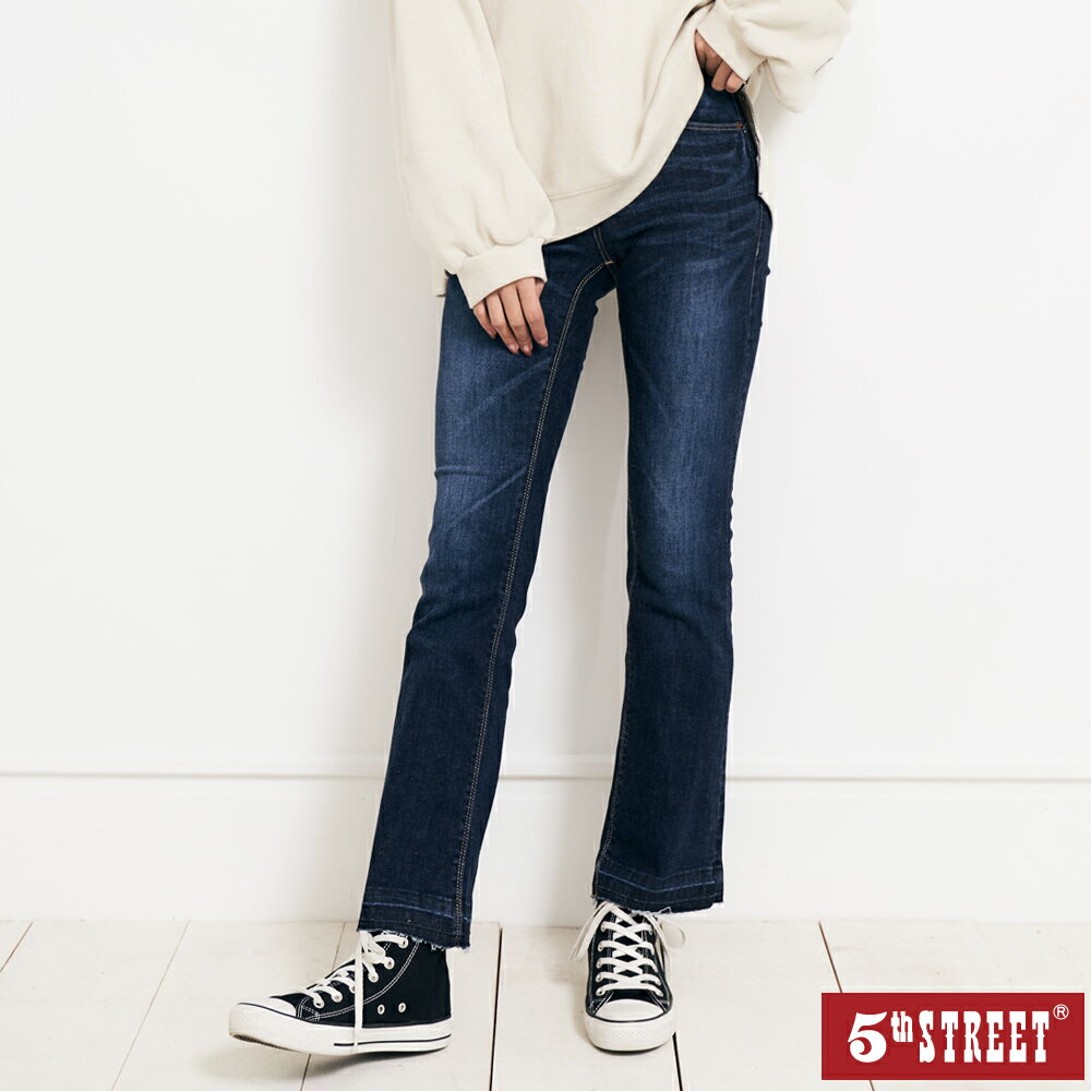 女裝 顯瘦長腿靴型褲-酵洗藍(-3KG系列) (947211) 【5th STREET】【全館滿$3000贈環保餐具收納包】 ★神腿褲